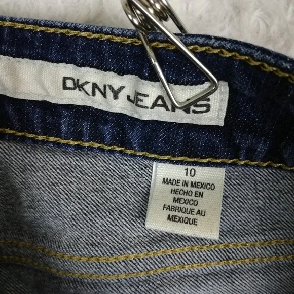 DKNY Womens Jeans Slim Straight Cropped Blue Denim Dark Wash Mid Rise 10 - Picture 6 of 11